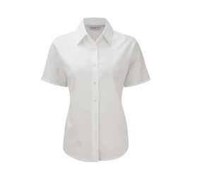 Russell Collection JZ33F - Ladies' Short Sleeve Easy Care Oxford Shirt Bianco