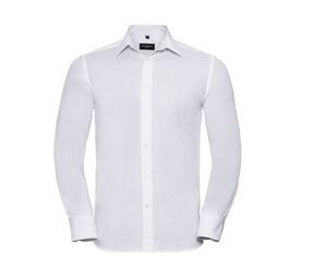 Russell Collection JZ922 - Camicia uomo Oxford maniche lunghe Bianco