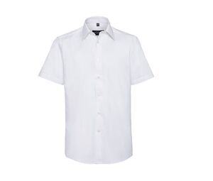 Russell Collection JZ923 - Camicia uomo Oxford maniche corte Bianco