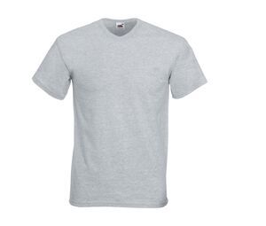 Fruit of the Loom SC234 - T-shirt da uomo con scollo a V dal peso contenuto Grigio medio melange