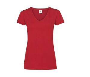 Fruit of the Loom SC601 - T-shirt da donna con scollo a V Rosso