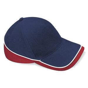 Beechfield BF171 - Cappellino Teamwear a 5 pannelli French Navy/Classic Red/White