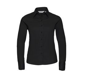 Russell Collection JZ16F - Ladies' Long Sleeve Classic Twill Shirt Nero