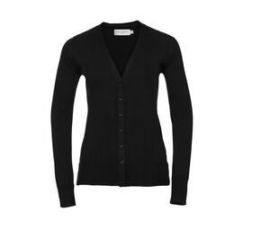 Russell Collection JZ715 - Ladies' V-Neck Knitted Cardigan Nero