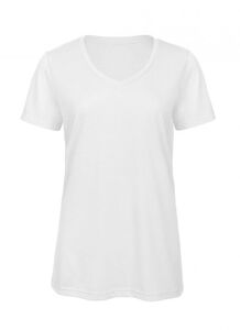 B&C BC058 - T-shirt da donna con scollo a v in tri-blend Bianco