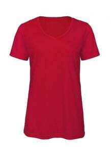 B&C BC058 - T-shirt da donna con scollo a v in tri-blend Rosso