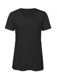 B&C BC058 - T-shirt da donna con scollo a v in tri-blend Nero