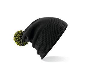 Beechfield BF450 - Berretto con pompon Black/ Lime Green