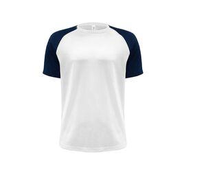 JHK JK905 - T-shirt sportiva da baseball Bianco / Blu navy