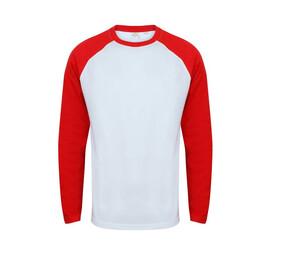 SF Men SF271 - T-shirt da baseballa  maniche lunghe  Bianco / Rosso