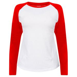 SF Women SK271 - T-shirt da baseball a maniche lunghe da donna