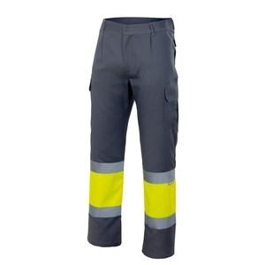 VELILLA VL157 - Pantaloni bicolore alta visibilità Grey/Fluo Yellow
