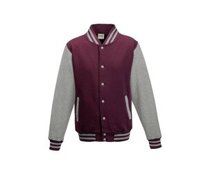 AWDIS JH043J - Felpa da baseball per bambini Burgundy / Heather Grey